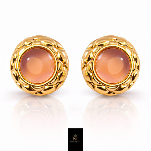 Brincos Bouton — Banho de Ouro 18K — Kass Royal (vista 2)